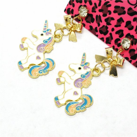 NWT Betsey Johnson Rainbow Unicorn Earrings - Picture 4 of 8